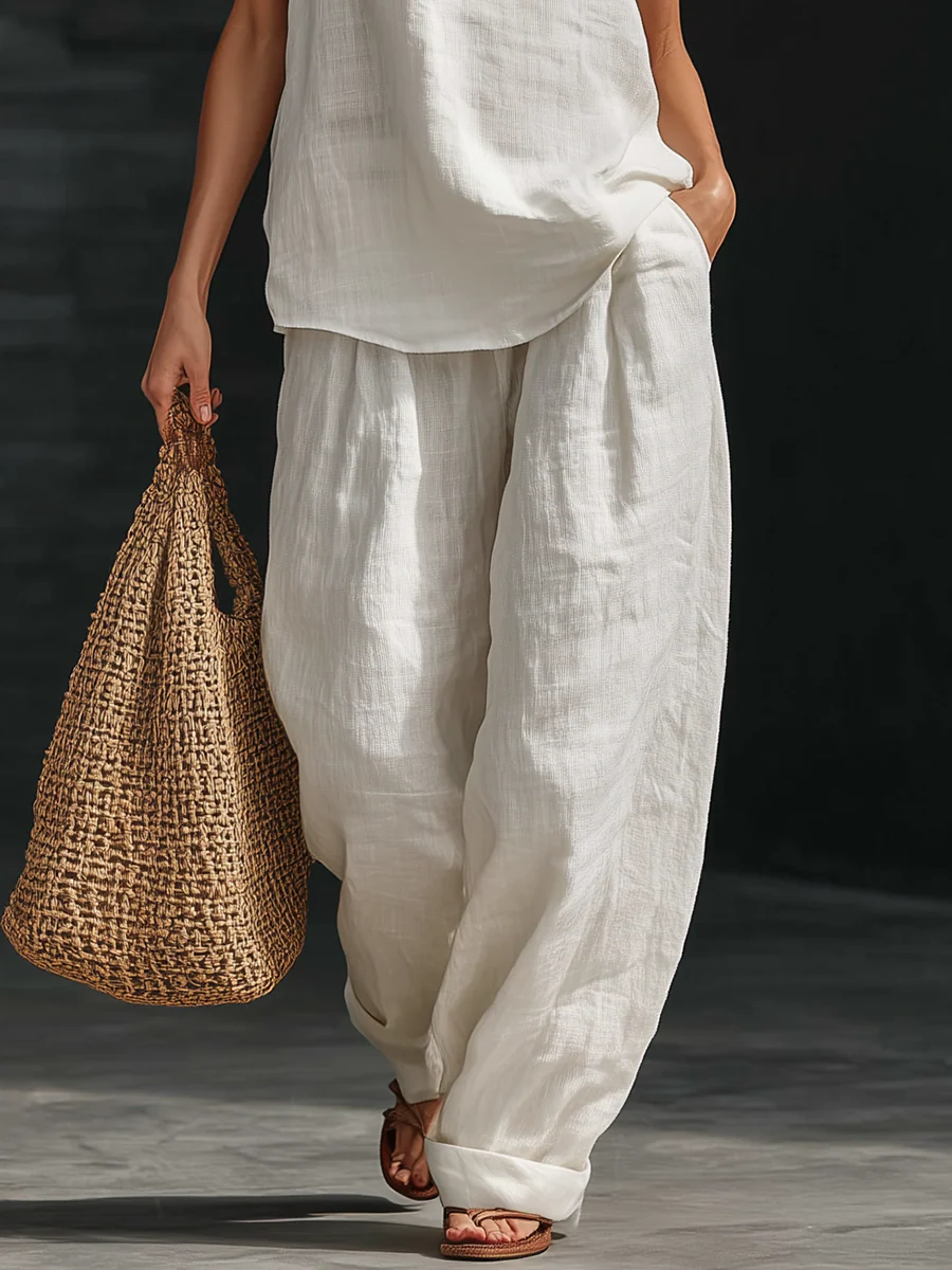 Carlotta — Set elegante senza maniche con pantaloni ampi