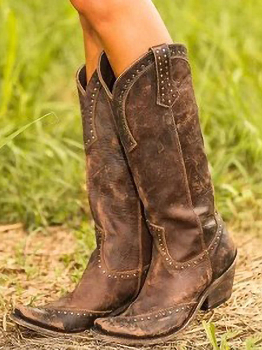 Stivali cowboy vintage con borchie