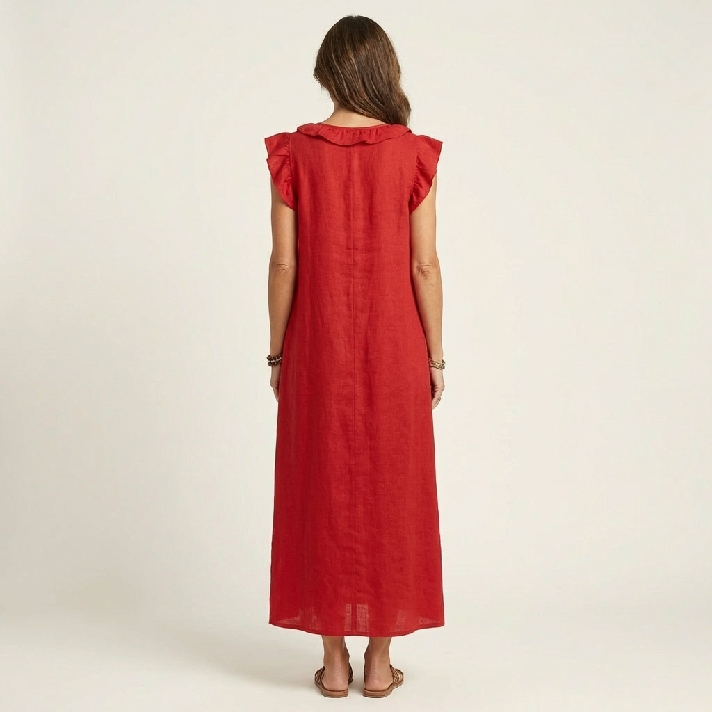 Indira - Elegante Abito in Cotone e Lino