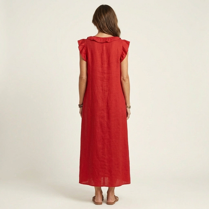 Indira - Elegante Abito in Cotone e Lino