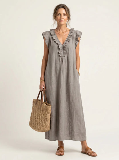 Indira - Elegante Abito in Cotone e Lino