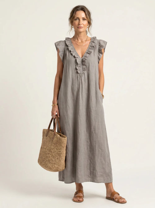 Indira - Elegante Abito in Cotone e Lino