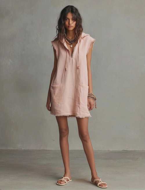Mia - Miniabito minimalista in lino da donna
